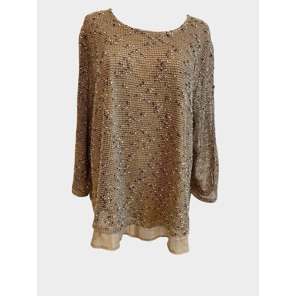 Alfred Dunner Top Womens 2X Popcorn Mesh Layered Blouse Mature Lagenlook - Picture 2 of 11